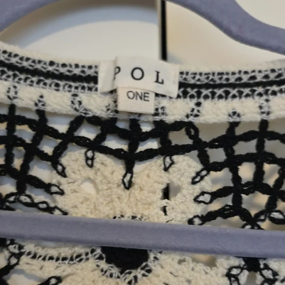 NWOT POL Black and White Crochet Cardigan - Picture 2 of 3